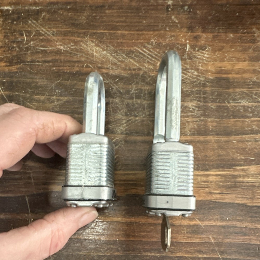 2 large master locks with one key fits both
