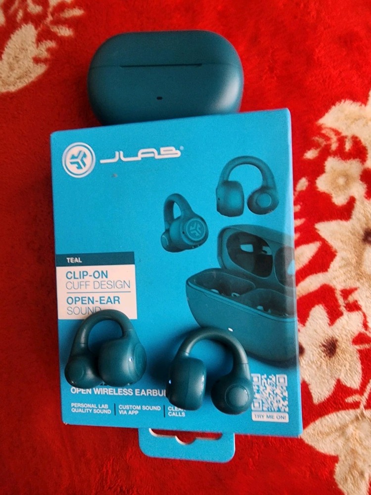 JLab Flex Open Earbuds Clip-on Cuff Design Wireless Bluetooth Multipoint - Teal