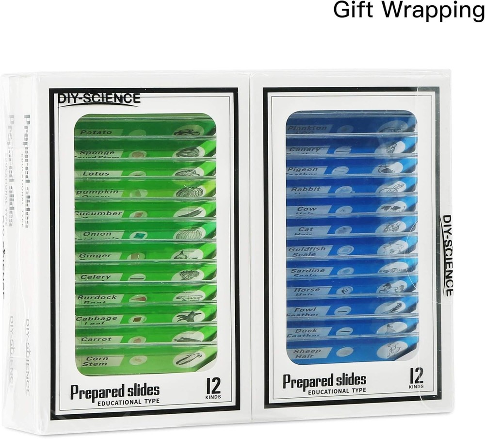 48 Prepared Microscope Slides for Kids - Safe & Clear Science Education