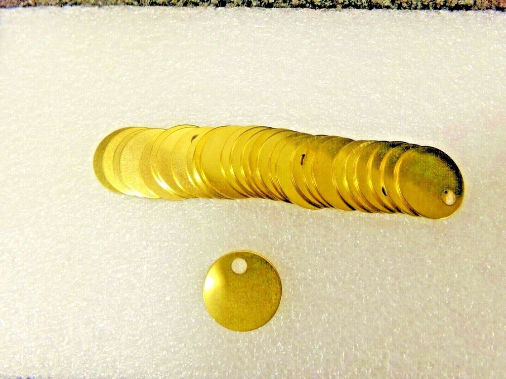 30 1" BRASS STAMPING TAGS WITH HOLE (DC)