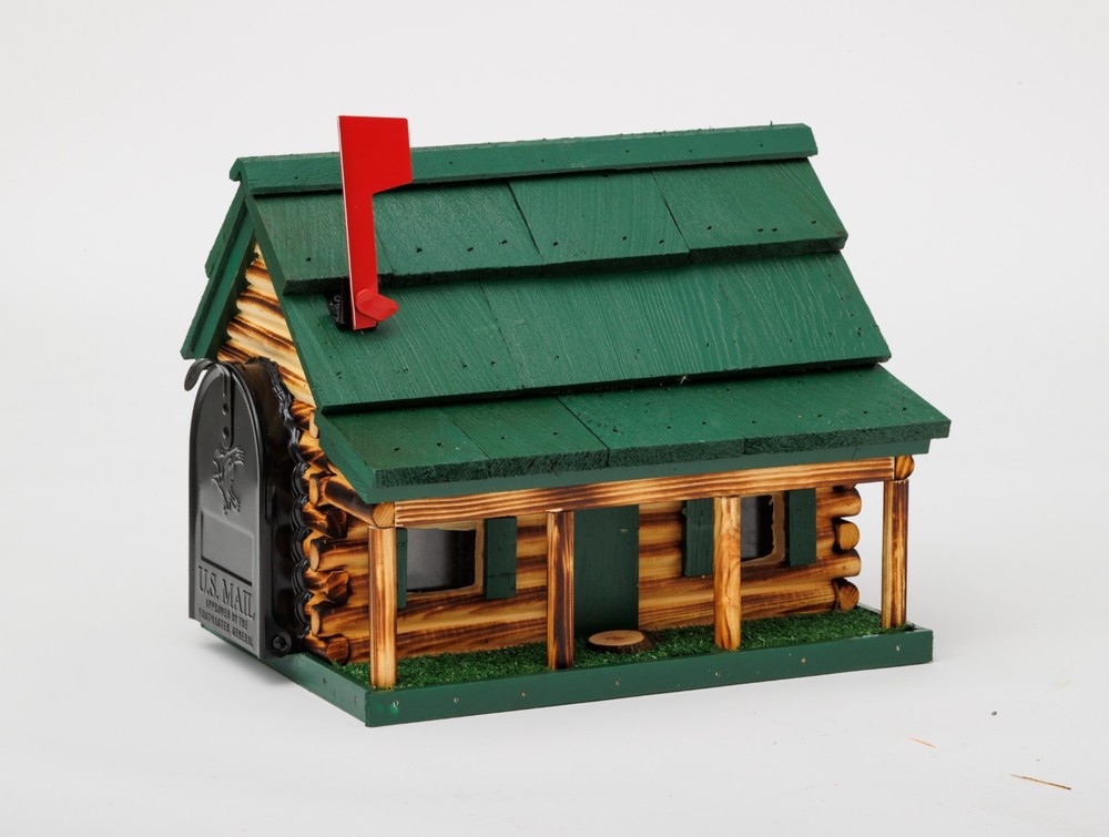 Amish Made Log Cabin Mailbox With Porch