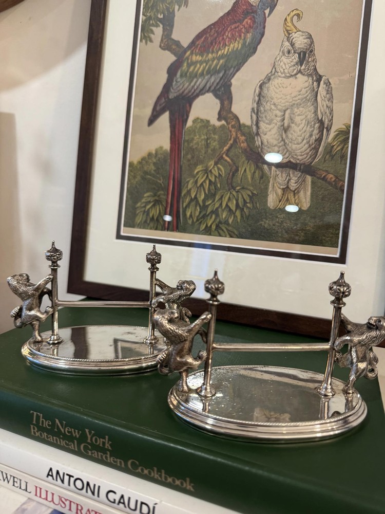 Pair of Vintage Silver Plate Lion Crest Knife Rests