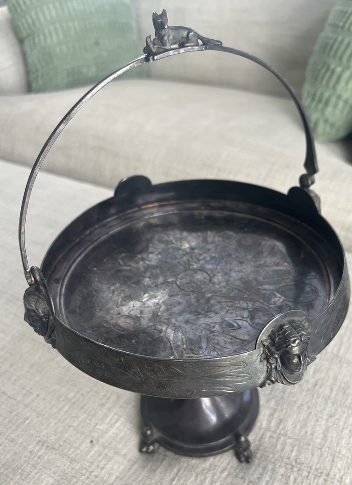 Silver Plate Cake Pan Wedding Fox, Faces, Rams