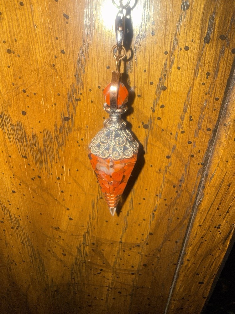 Hexagonal Pointed Cone Red Jasper Crystal Spiritual Divination Pendulum