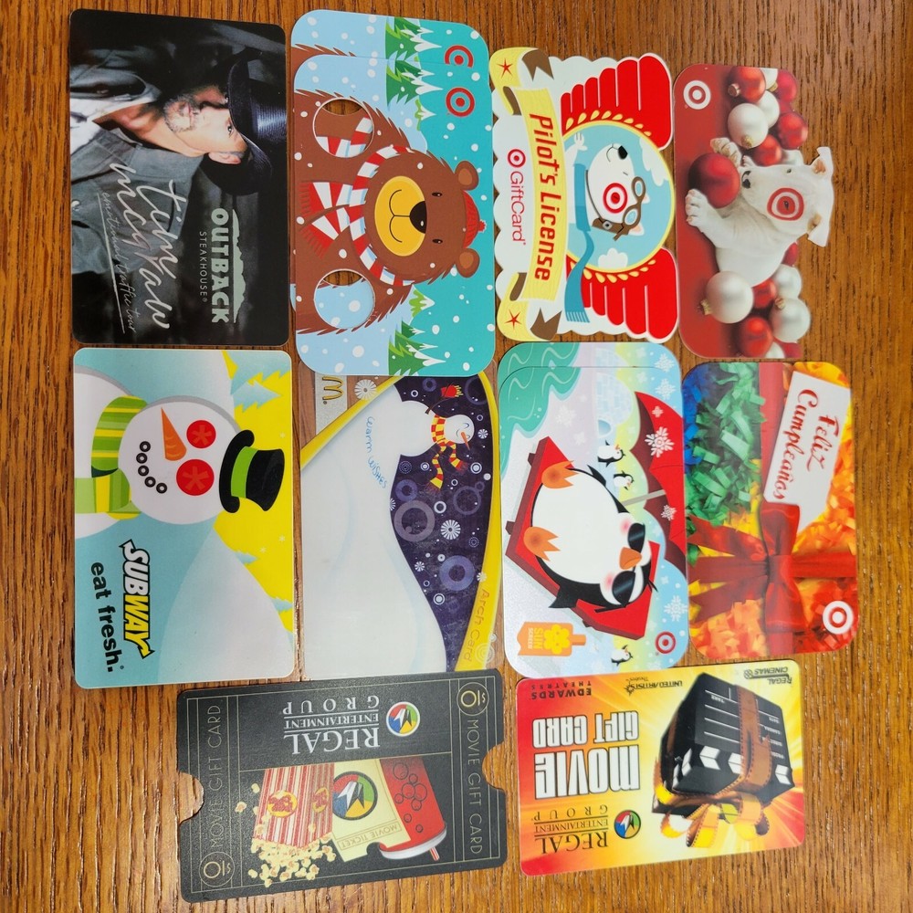 12 Assorted Gift Cards No Value 2008-2012 McD Target Regal Subway Outback 220148