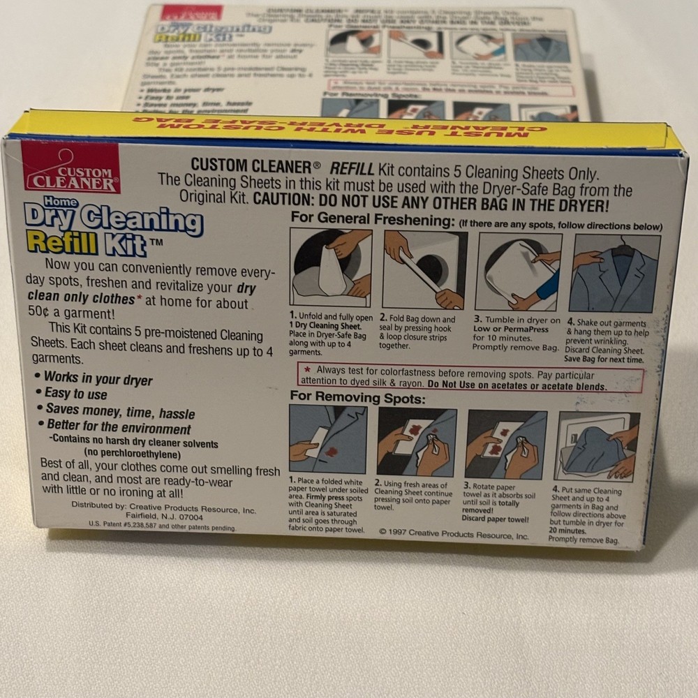 Custom Cleaner Home Dry Cleaning Kit REFILL 5 Cleaning Sheets - 3 Sealed Boxes