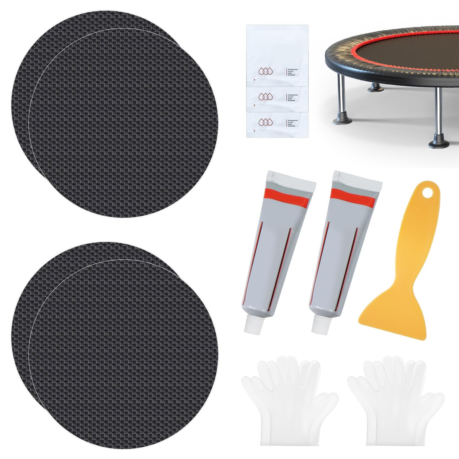 Trampoline Patch Repair Kit 4.1'' Round Square Patches | Repair Trampoline Ma...