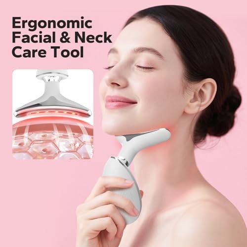 Face and Neck Massager Tool with Red Light Therapy, LED Light Therapy Device
