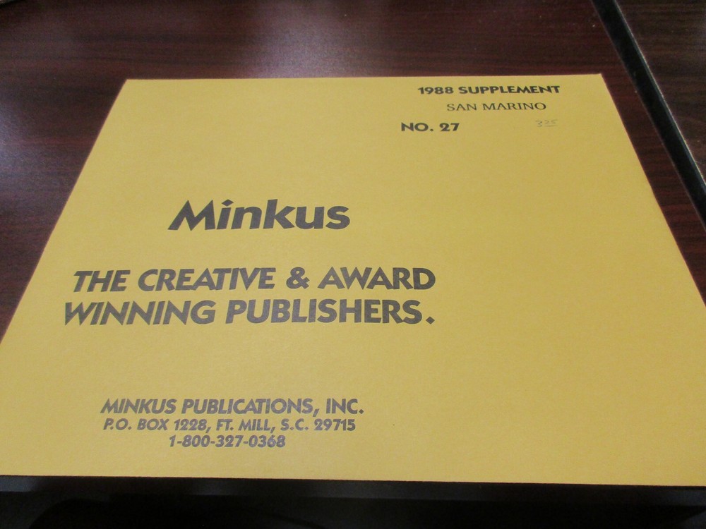 "MINKUS" ALBUM PAGES 1988  SUPPLEMENT SAN MARINO #27   W/FREE SHIPPING!!!