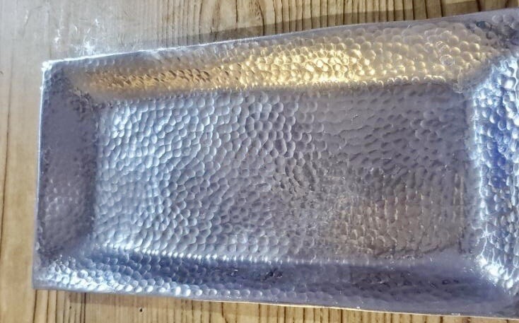 Hammered Metal Rectangular Loaf Serving Tray