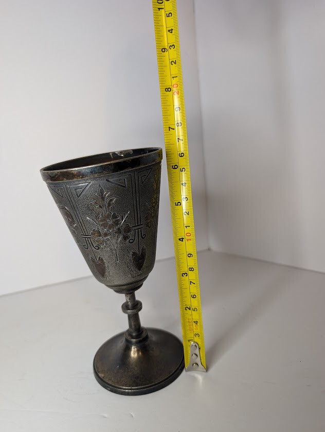 Vintage Etched✅ Wilcox #1229 Silver Plated Wine Goblet Cup