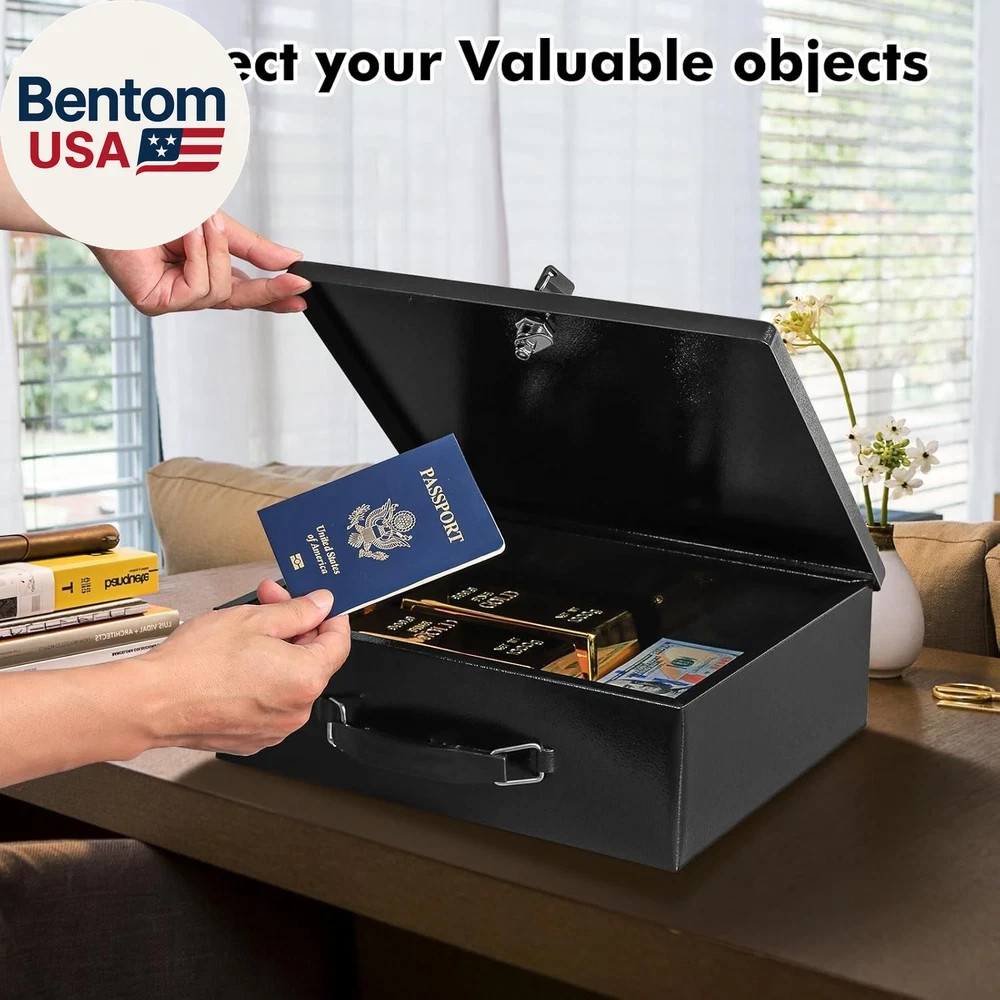 Fireproof Document Box with Key Lock, Small Lock Boxes for Personal Items, Fire