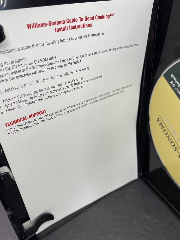 Williams Sonoma PC COMPUTER SOFTWARE Broderbund guide to Good Cooking CD-ROM