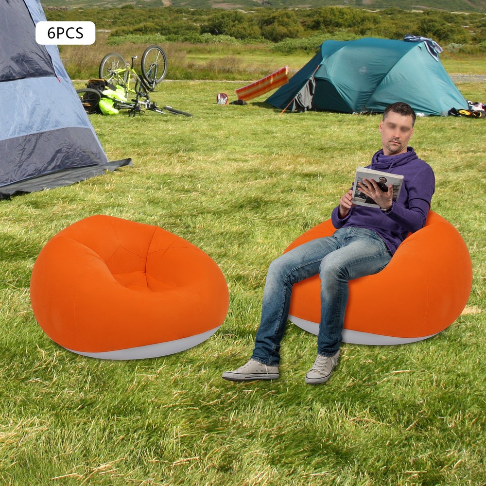 6 Pcs Inflatable Chairs Inflatable Sofa, Portable Inflatable Couch Orange US~