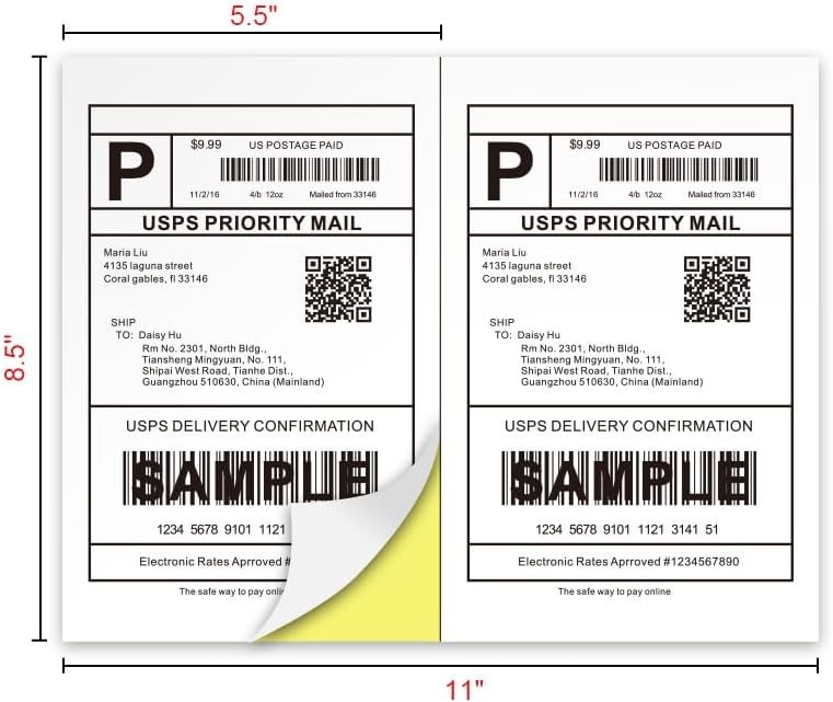 [100 Sheets; 200 Labels] 100 Sheets -（200 labels, 2up）, White
