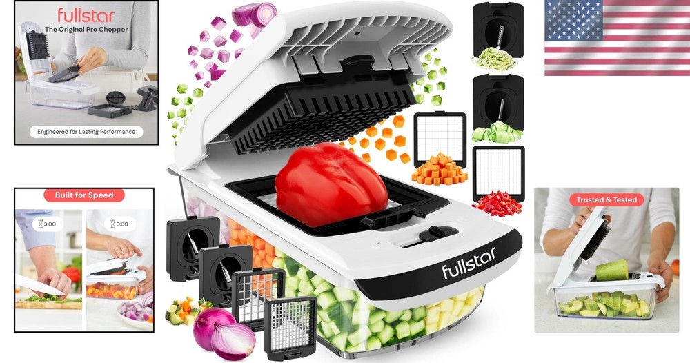 4-in-1 Vegetable Chopper & Spiralizer with Container - Easy Clean White Design