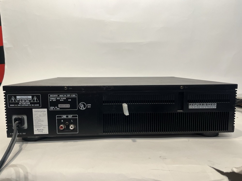 Sony CDP-C500 5 Disc CD Changer / Player - Tested REFURBISHED -SEE DESCRIPTION
