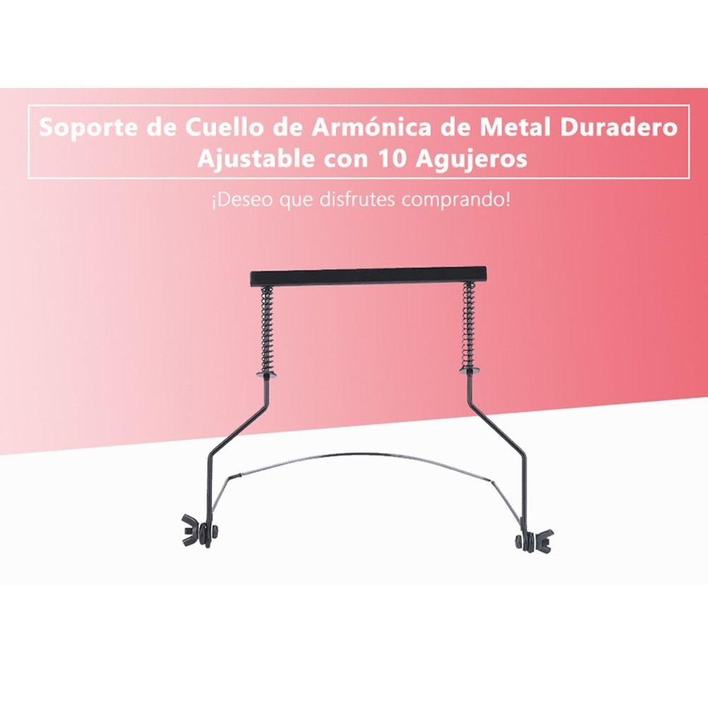 Durable Adjustable Metal 10 Holes Harmonica Neck Holder Rack Support Accessory