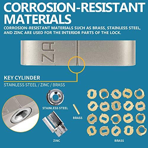 Keyed Padlock-Stainless Steel Shackle, 1-Pack, Rust-proof & strong durability