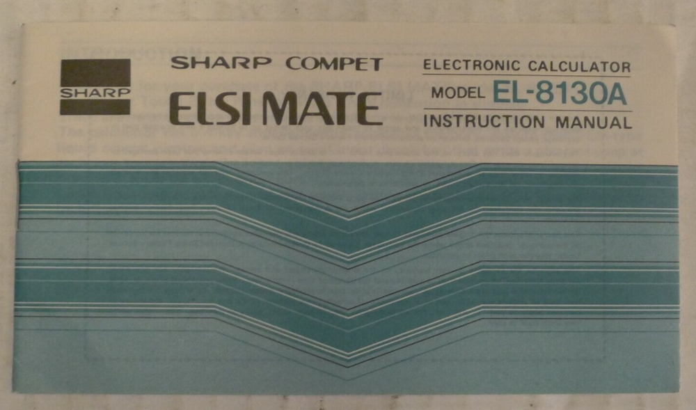 Sharp EL-8130A Elsi Mate Calculator w/Leather Case & Manual - NON FUNCTIONAL