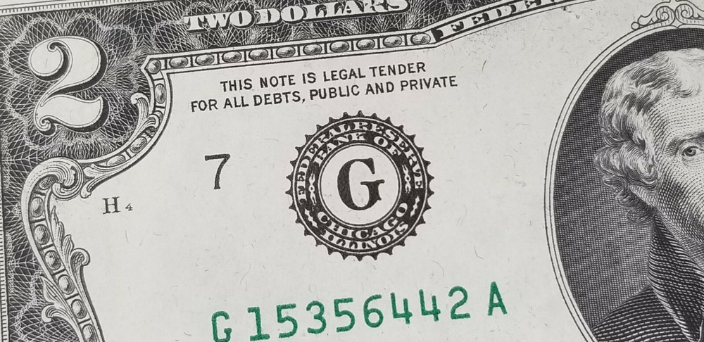 1976 $2 Shift ERROR 15356442 Neff Treasurer Bicentennial Huge shift error uncirc