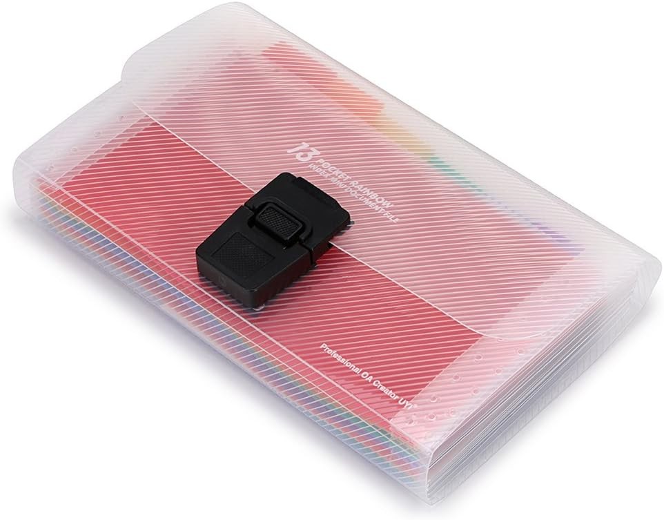 BTSKY 13 Pocket Accordian File Organizer- Plastic Wallet for Multicolor