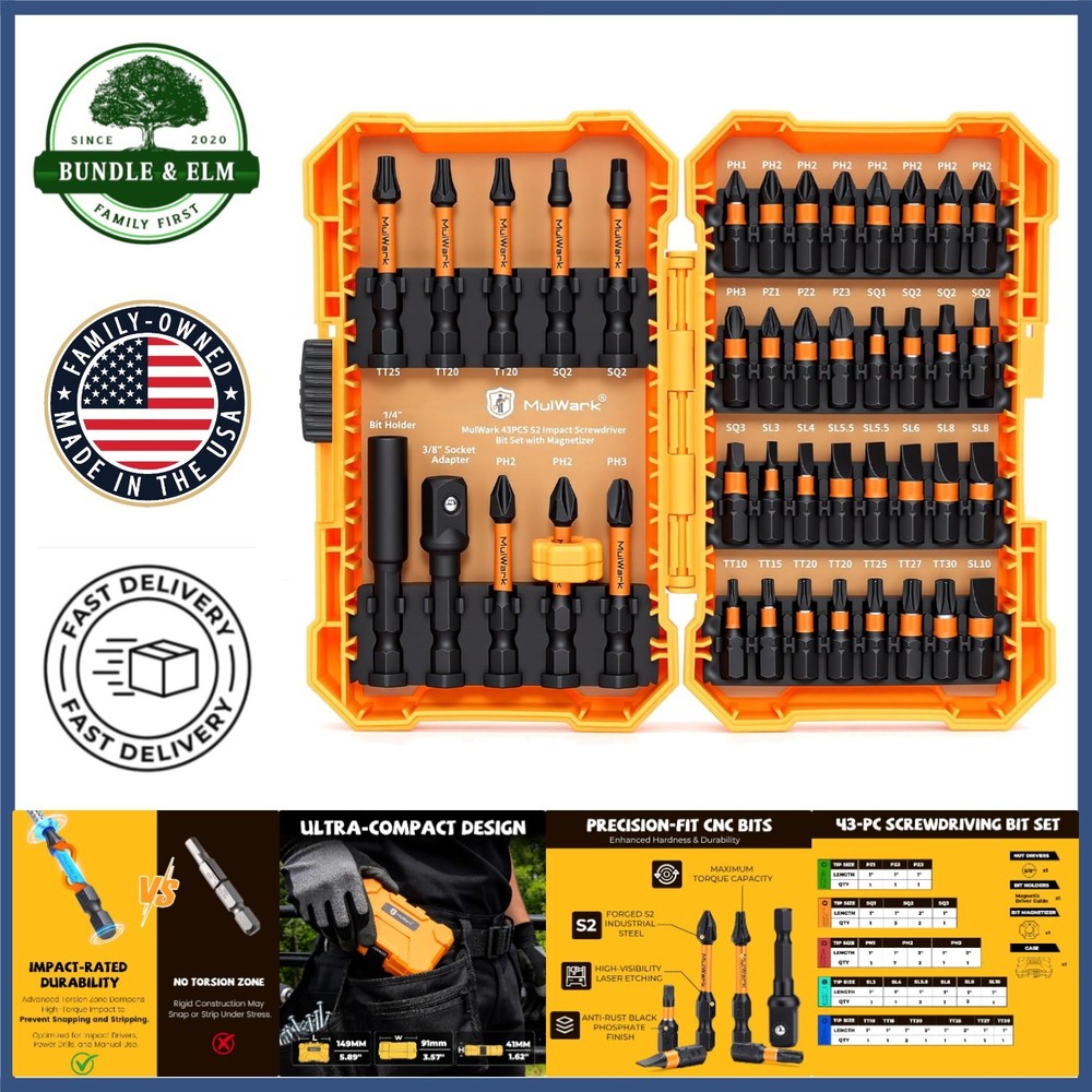 High-Performance 43-Piece Screwdriver Bit Set for Impact Drivers & DIY Projects