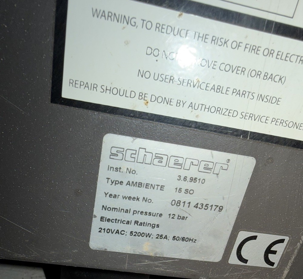 Schaerer Ambiente 15 SO Espresso Machine *UNTESTED* AS IS* FREE SHIPPING