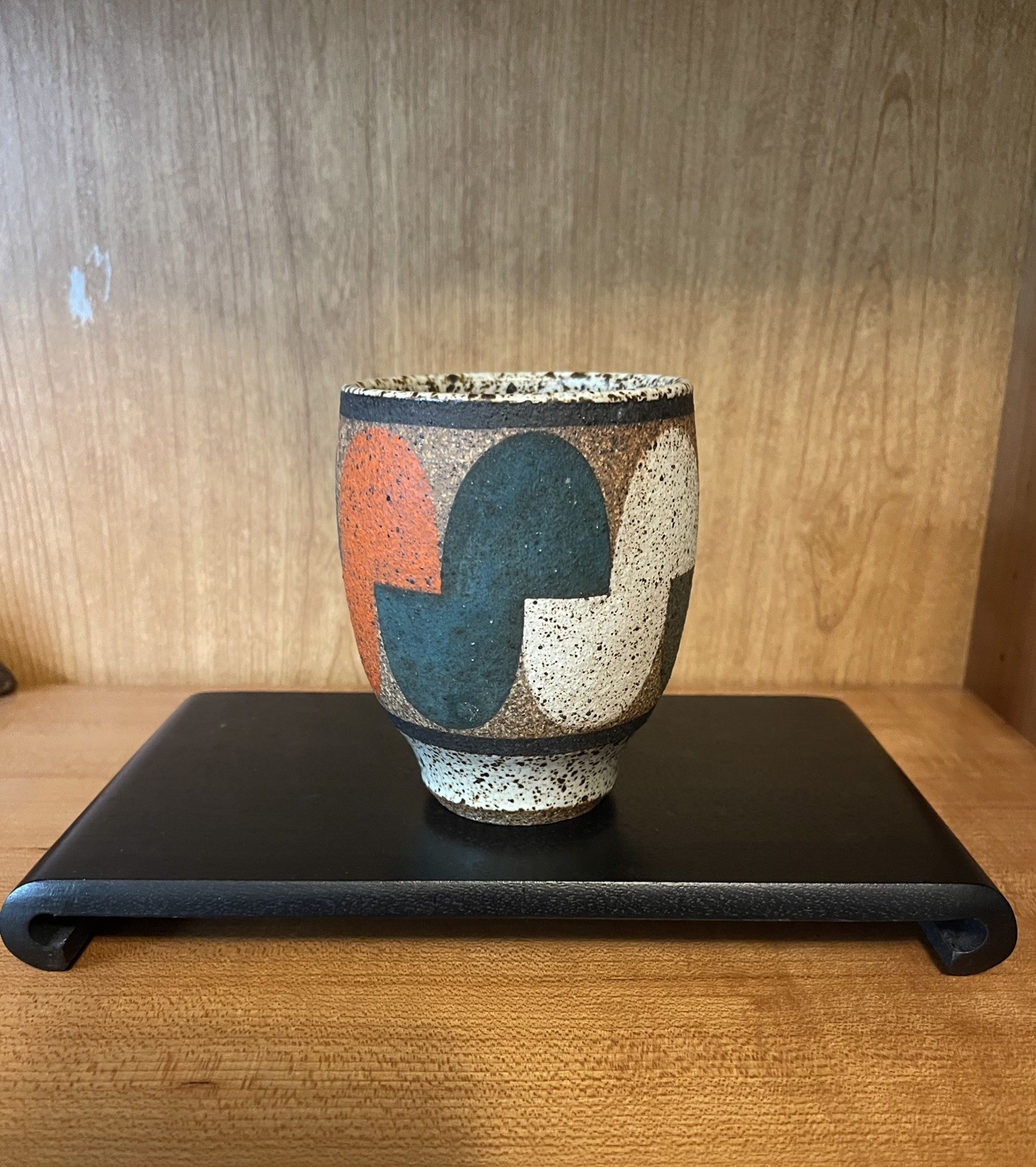 Kat & Roger Modernist Abstract Design Handmade Ceramic Cup