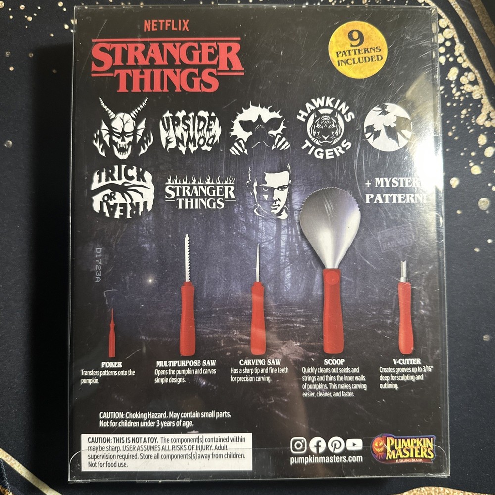 Stranger Things Pumpkin Carving Kit Halloween Netflix Patterns Tools