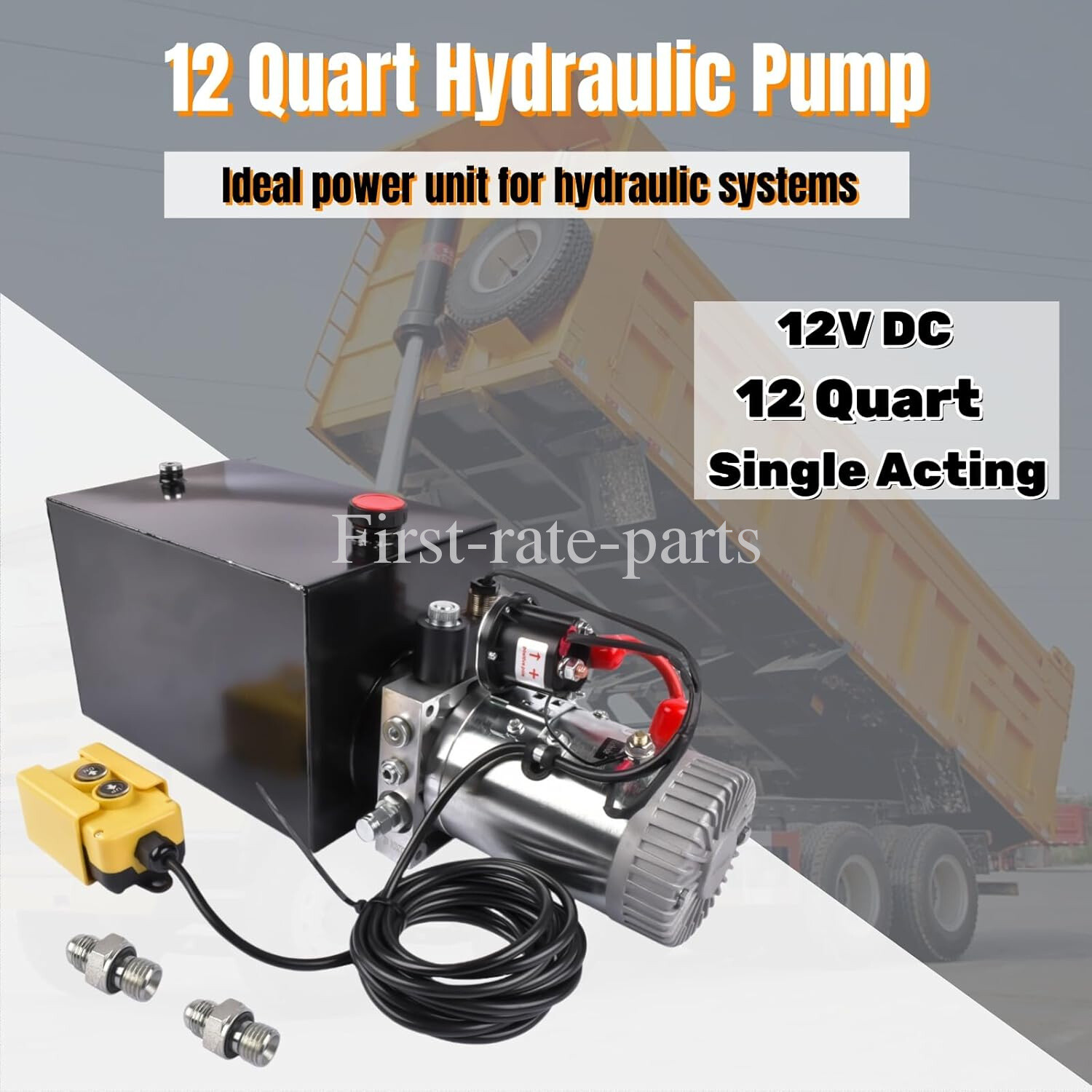 12 Quart Single Acting Hydraulic Pump 12V DC Dump Trailer Hydraulic Power Unit