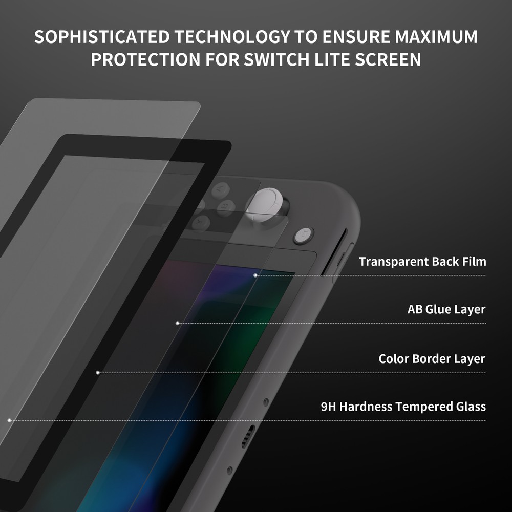 2-Pack Tempered Glass Screen Protector for Nintendo Switch Lite 6 Colors Border