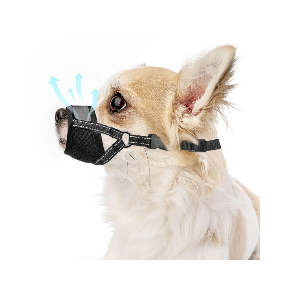 Dog Muzzle for Small Dogs - Soft Nylon Breathable Small, Black