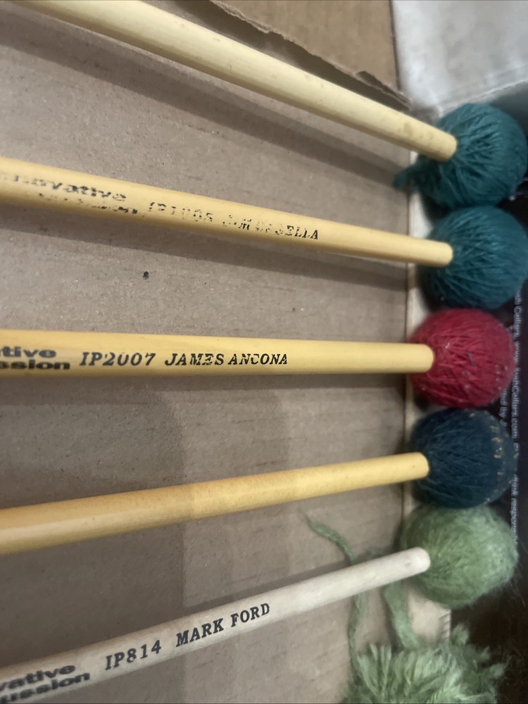5 Multi Mallets Innovative Percussion Yarn Gong Singing Bowl MARIMBA Rattan EUC