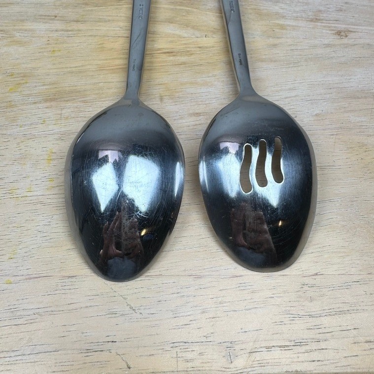 Oneida PORTER Serving Spoons 2pc Silver Stainless Steel Slotted & Solid Kitchen