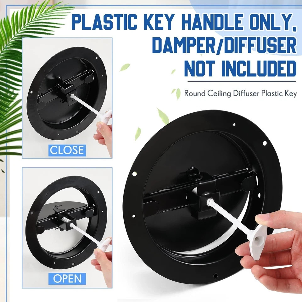 6 Pcs Round Ceiling Diffuser Plastic Key Handle, Vent for Steel White