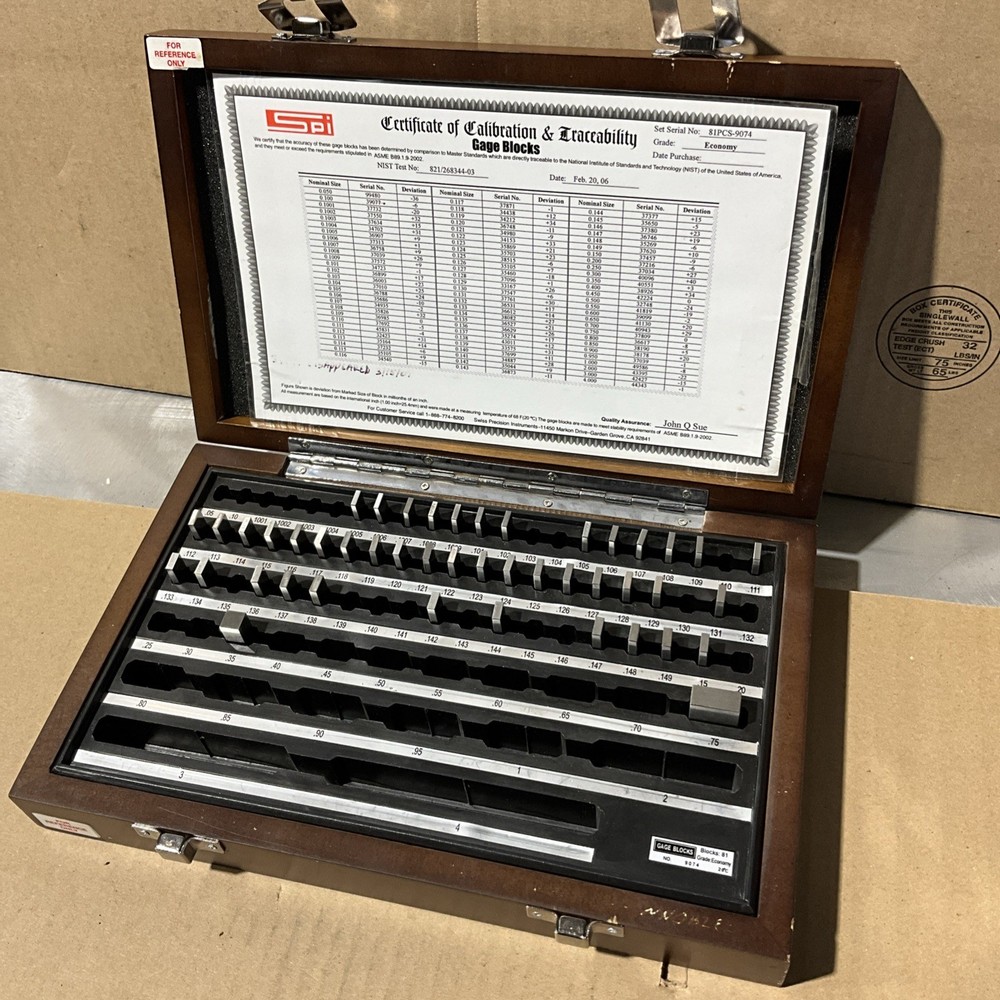 SPI Gage Block Set Kit 0.05 to 4'' Range, Partial Kit