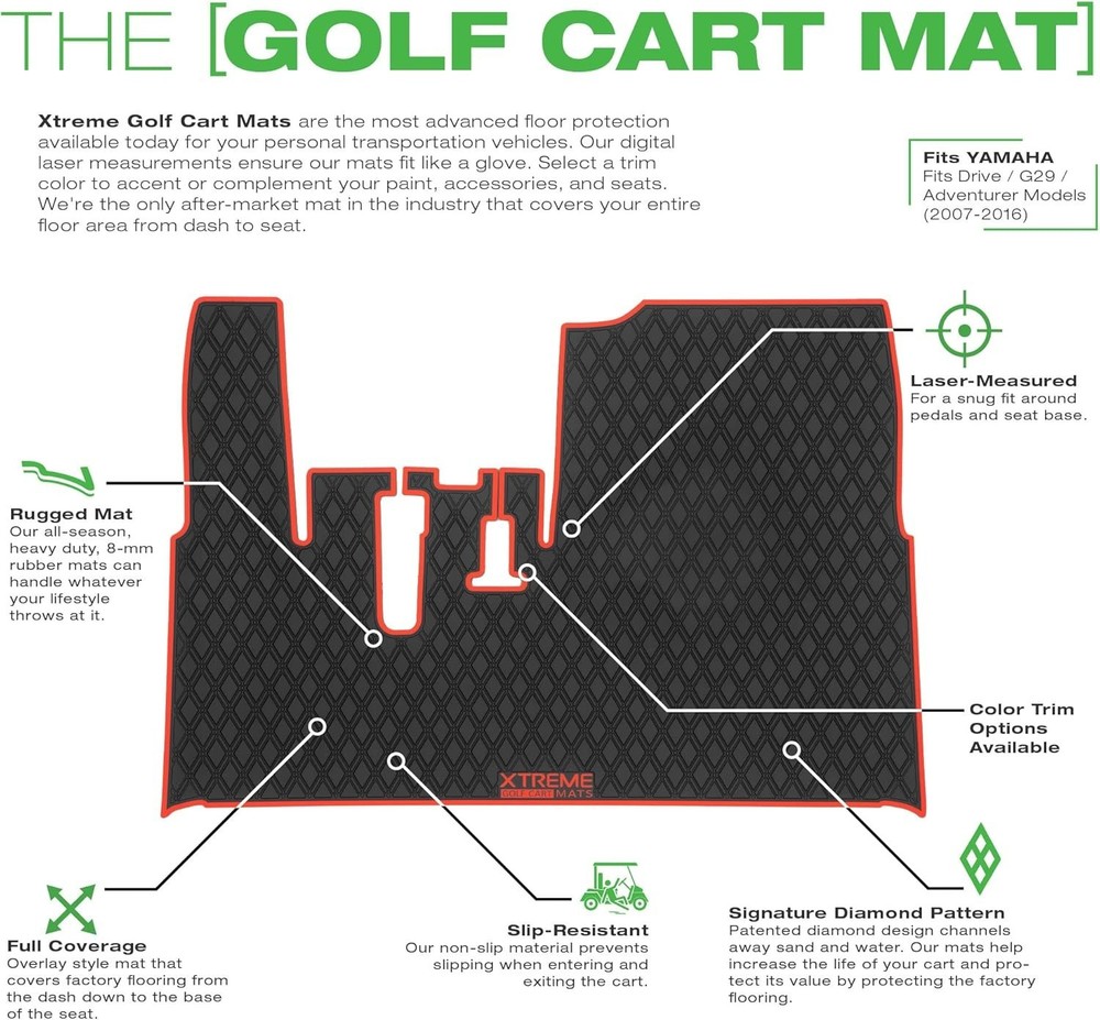 Xtreme Mats Full-Coverage Rubber Golf Cart Floor Liners for Yamaha Models