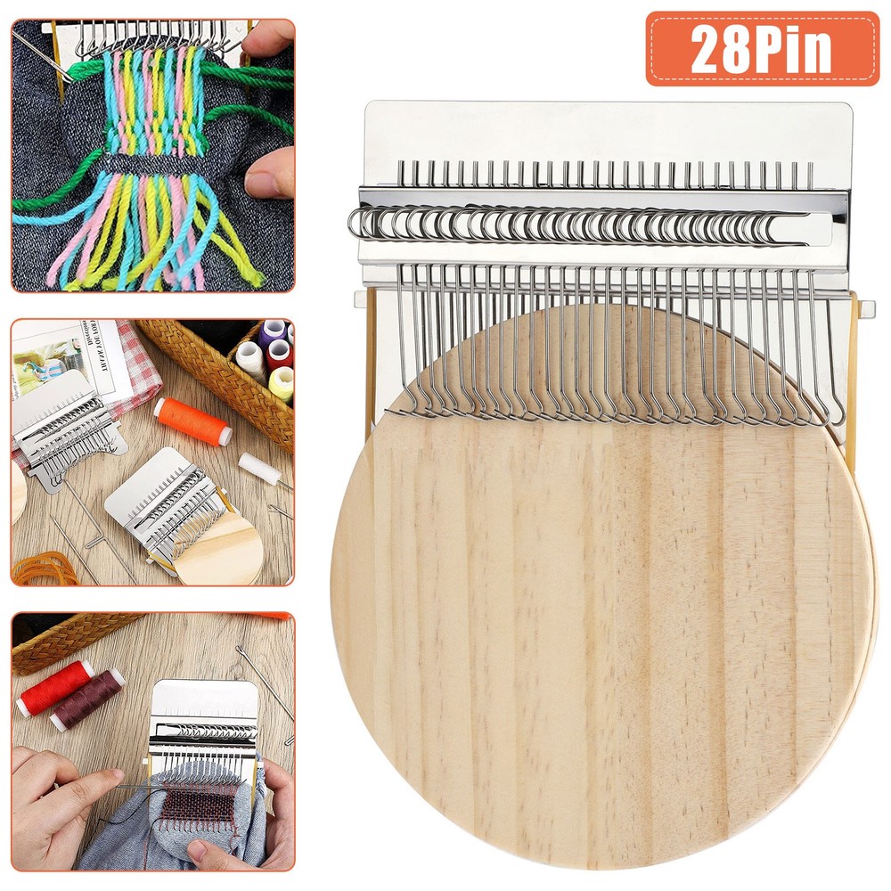 28 Hooks Small Loom Speedweve Type Weave Tool Darning Machine with Wood DiscHd