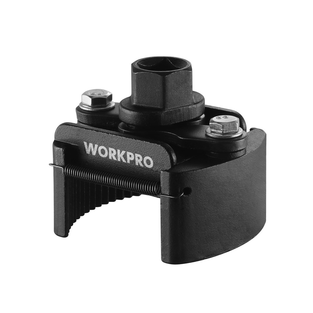 WORKPRO Universal Oil Filter Wrench Adjustable with Auto-Clamp Spring, Black