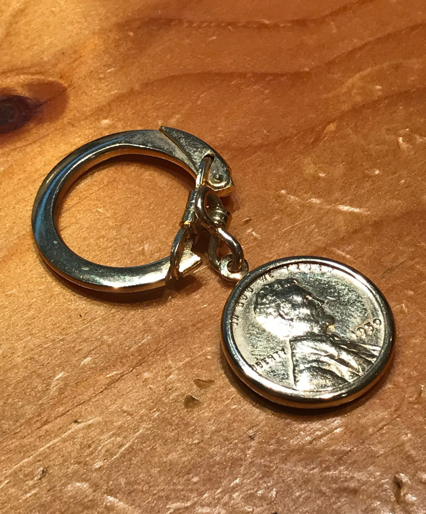 GOLD PLATED 1950 LINCOLN PENNY KEY RING