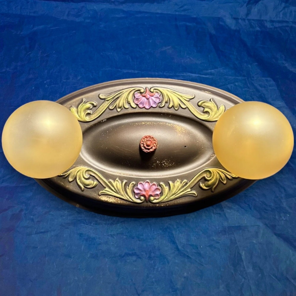 Two Socket Decorative Wow Flush Mount Brass Rewired Nice 83E