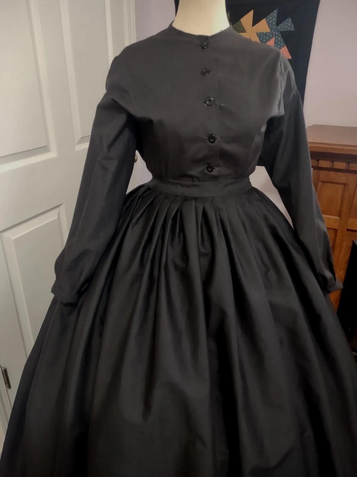 CIVIL WAR DRESS~VICTORIAN STYLE- CUSTOM BLACK MORNING HOOP SHIRT AND BLOUSE SET
