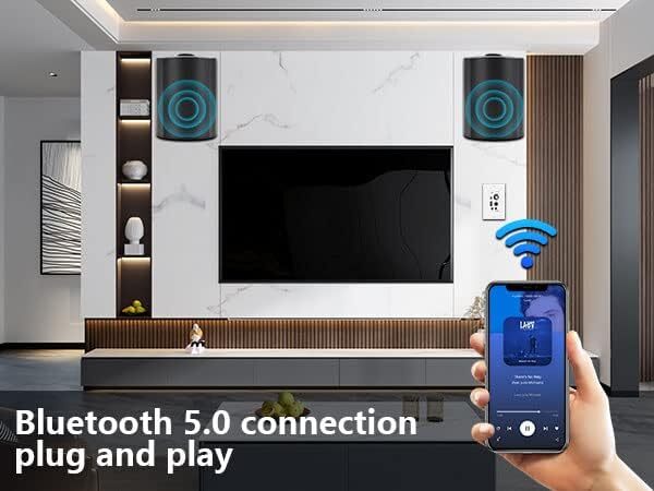 Herdio 4" 200W Outdoor Indoor Speakers Waterproof Wired+Bluetooth Wall Amplifier