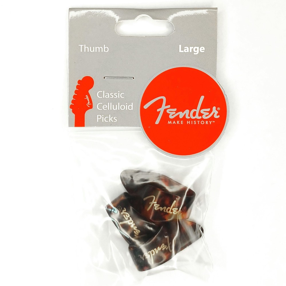 Fender Classic Celluloid Guitar Thumb Picks, 1.5mm Large, Tortoise Shell, 3-Pack