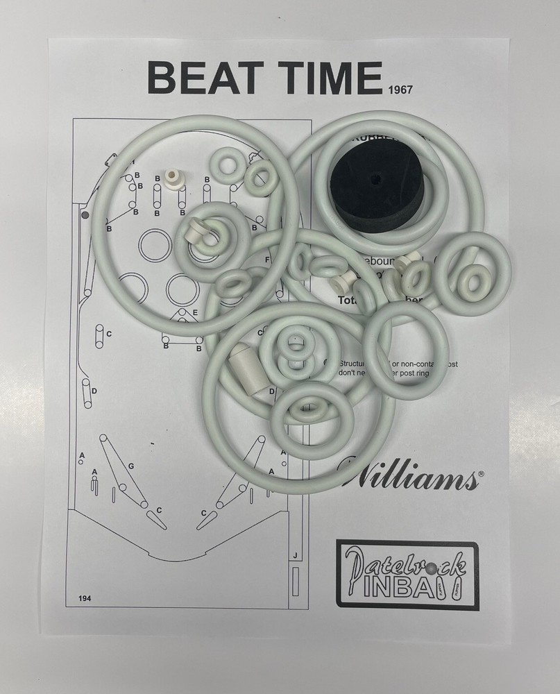 1967 Williams Beat Time Pinball Machine Rubber Ring Kit