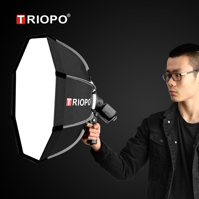 Triopo Portable 55cm Speedlite Octagon Umbrella Softbox +Honeycomb Grid +Bracket