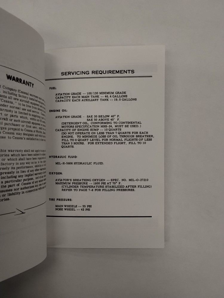 Cessna 1966 Model 337A Super Skymaster Owner's Manual-Reproduction