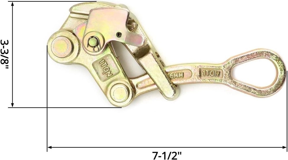 2 Pack 1 T Cable Grip Wire Grip Steel Rope Jaw Puller for Wire Rope, Pulling ...