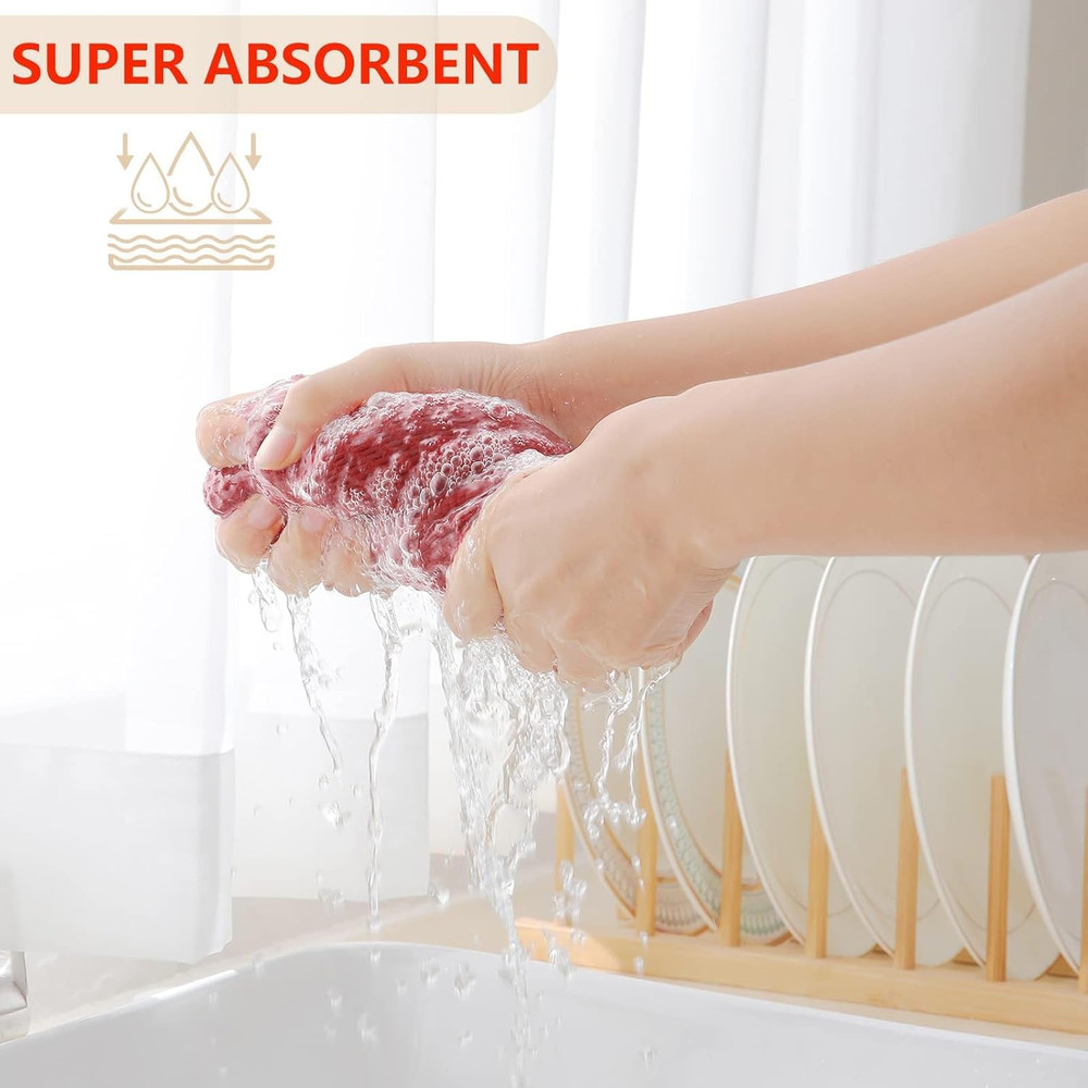 100% Cotton Waffle Weave Kitchen Dish Cloths, Ultra Soft Absorbent Quick Drying